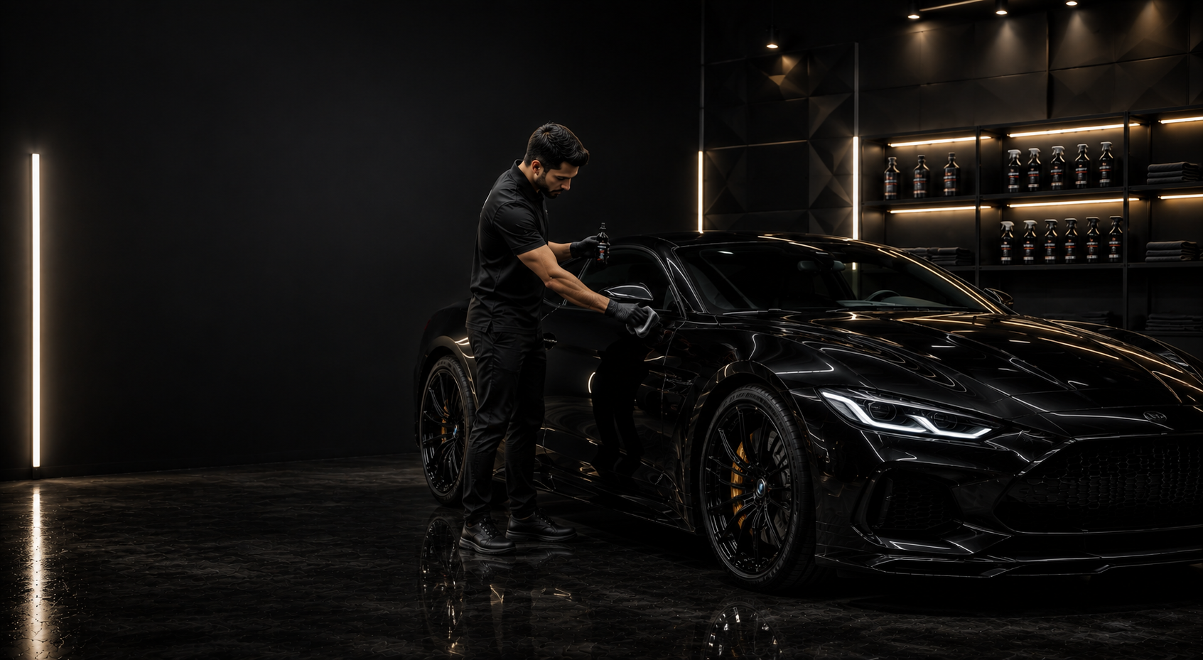 Ceramic and graphene coating on a car