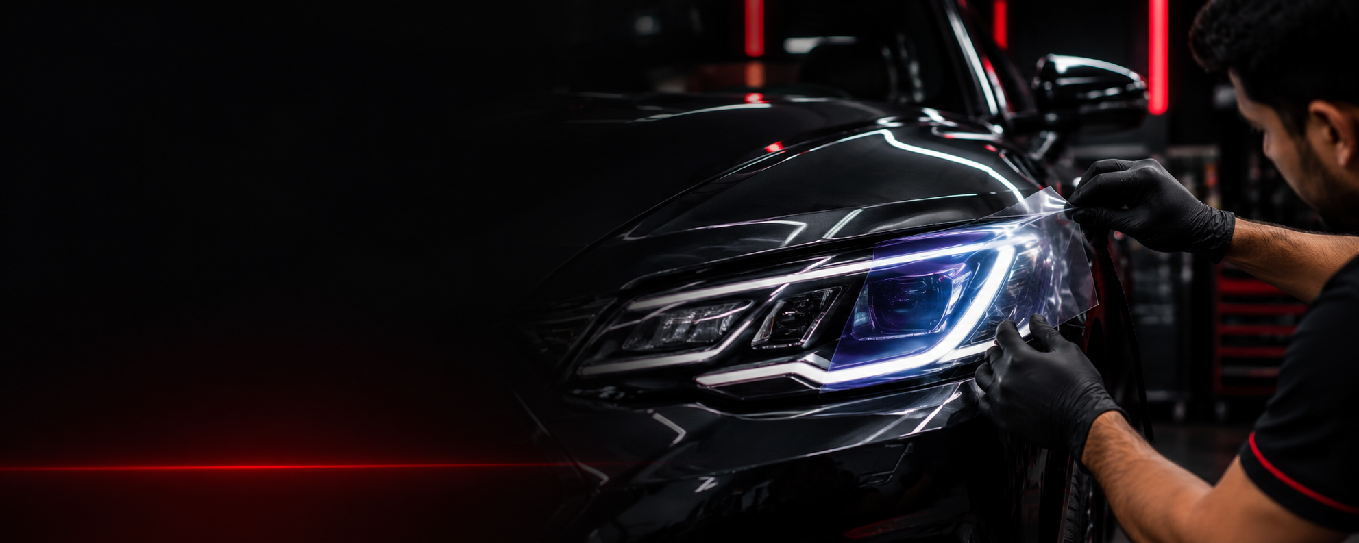Photochromatic protective film for car headlights